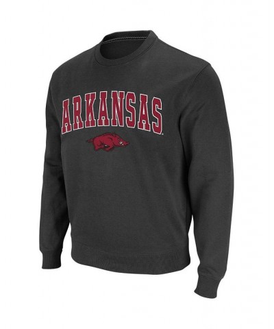 Men's Charcoal Arkansas Razorbacks Arch and Logo Crew Neck Sweatshirt $29.40 Sweatshirt