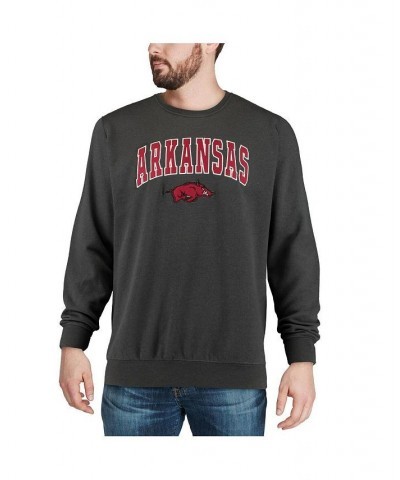 Men's Charcoal Arkansas Razorbacks Arch and Logo Crew Neck Sweatshirt $29.40 Sweatshirt