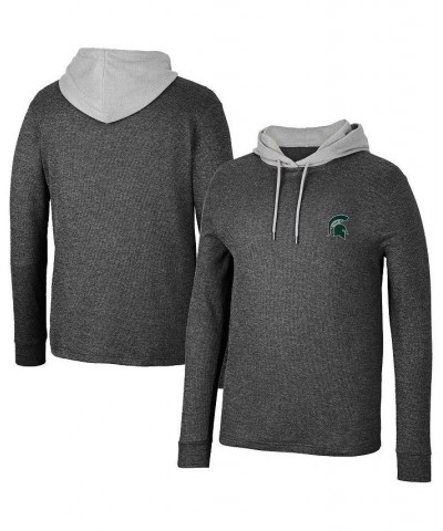 Men's Black Michigan State Spartans Ballot Waffle-Knit Thermal Long Sleeve Hoodie T-shirt $31.50 T-Shirts