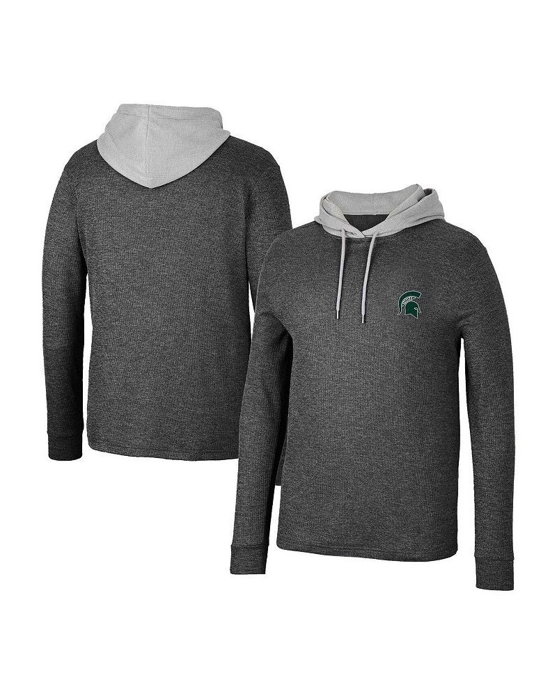 Men's Black Michigan State Spartans Ballot Waffle-Knit Thermal Long Sleeve Hoodie T-shirt $31.50 T-Shirts