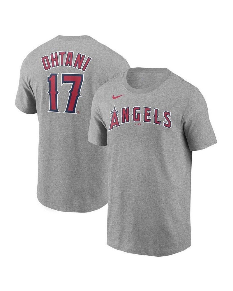 Men's Shohei Ohtani Gray Los Angeles Angels Name Number T-shirt $28.49 T-Shirts