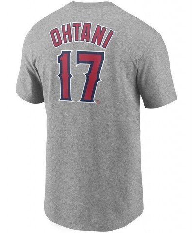 Men's Shohei Ohtani Gray Los Angeles Angels Name Number T-shirt $28.49 T-Shirts