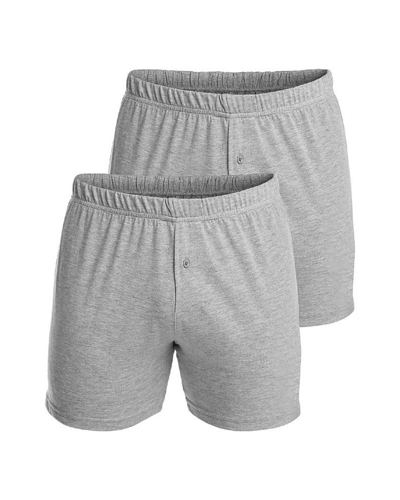 Men's Premium Cotton Knit Boxers, Pack of 2 Gray $28.03 Underwear