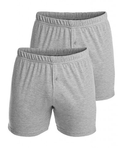 Men's Premium Cotton Knit Boxers, Pack of 2 Gray $28.03 Underwear