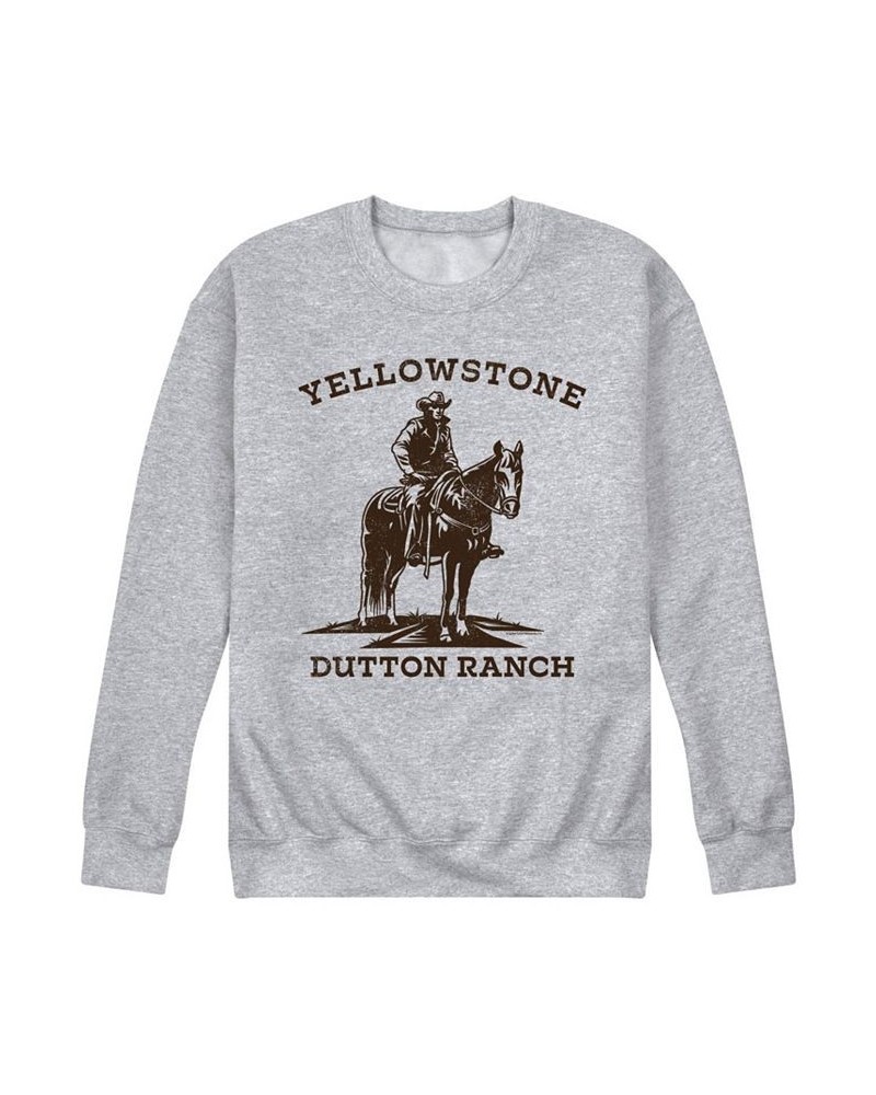 Men's Yellowstone Cowboy Fleece Sweatshirt Gray $30.79 Sweatshirt