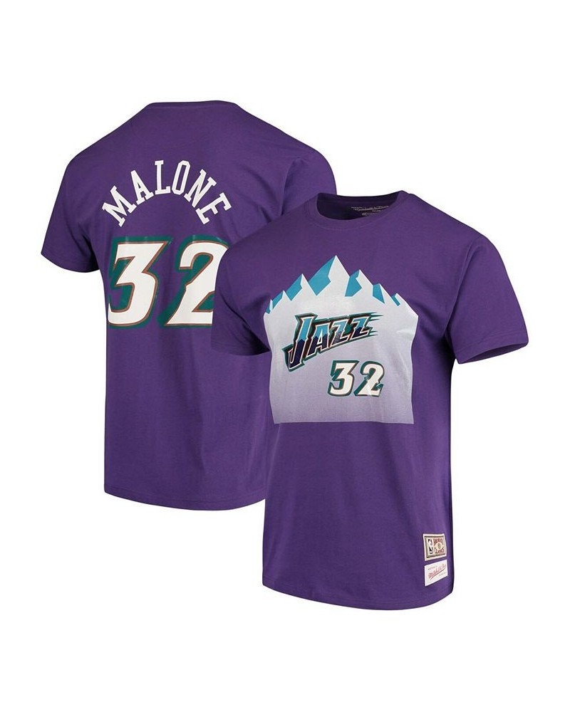 Men's Karl Malone Purple Utah Jazz Hardwood Classics Team Name & Number T-shirt $30.24 T-Shirts