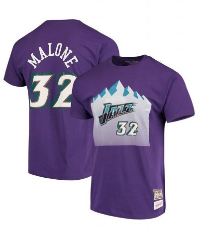 Men's Karl Malone Purple Utah Jazz Hardwood Classics Team Name & Number T-shirt $30.24 T-Shirts