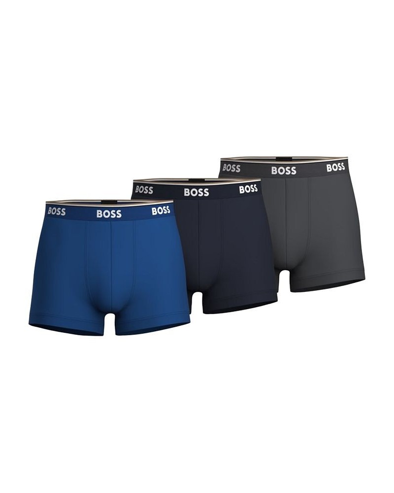 Hugo Boss Men's 3-Pk. Solid Logo Waistband Trunks Blue $25.30 Underwear