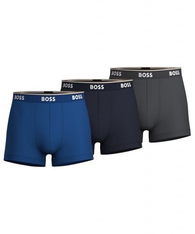 Hugo Boss Men's 3-Pk. Solid Logo Waistband Trunks Blue $25.30 Underwear