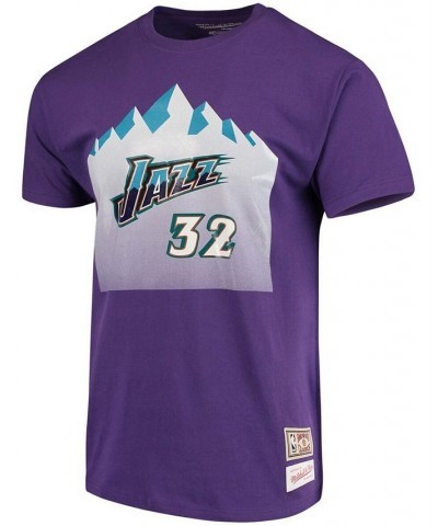 Men's Karl Malone Purple Utah Jazz Hardwood Classics Team Name & Number T-shirt $30.24 T-Shirts