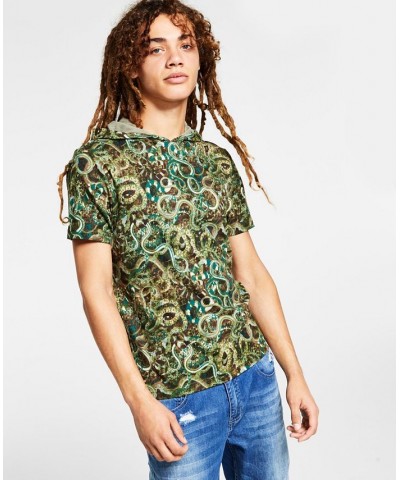 I.N.C. International Concepts Men's Snake Graphic Hooded T-Shirt Green $14.27 T-Shirts