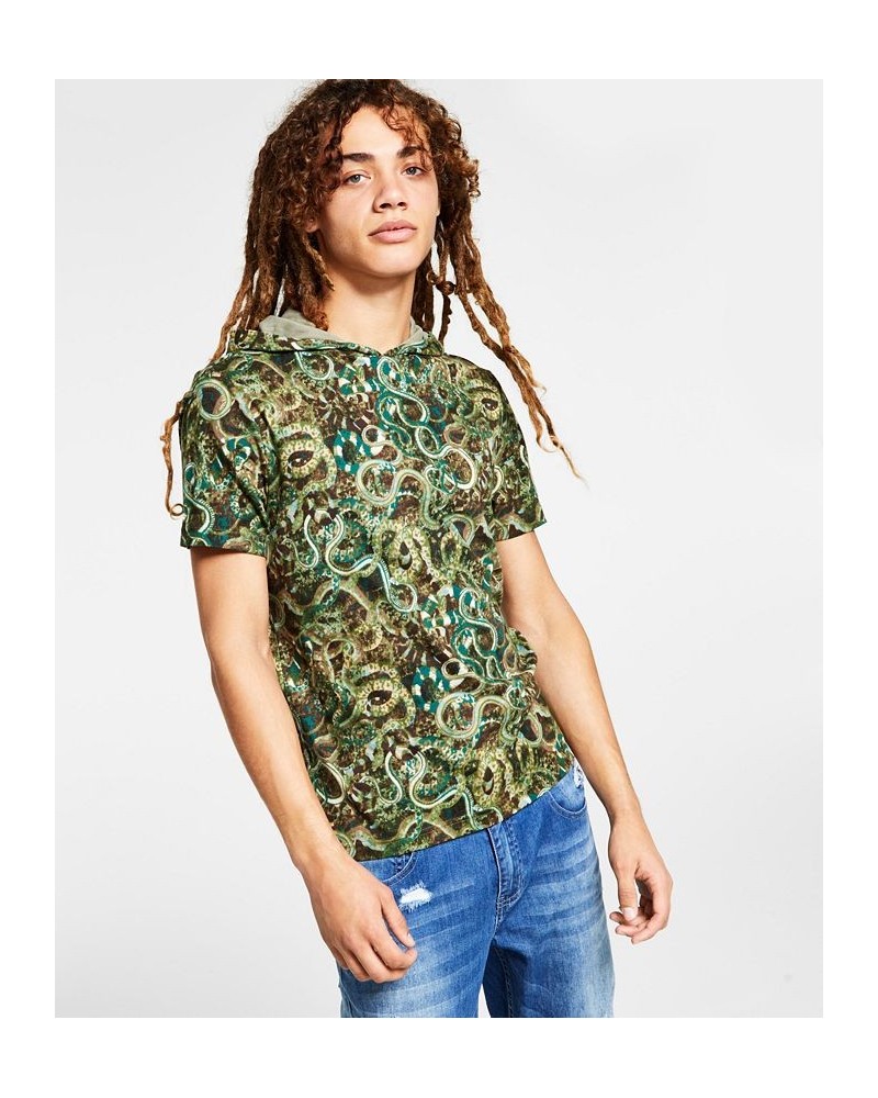 I.N.C. International Concepts Men's Snake Graphic Hooded T-Shirt Green $14.27 T-Shirts