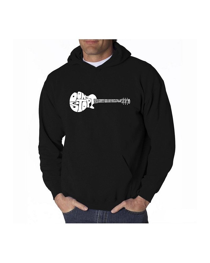 Men's Word Art Hooded Sweatshirt - Don't Stop Believin Black $25.20 Sweatshirt