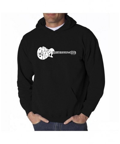 Men's Word Art Hooded Sweatshirt - Don't Stop Believin Black $25.20 Sweatshirt