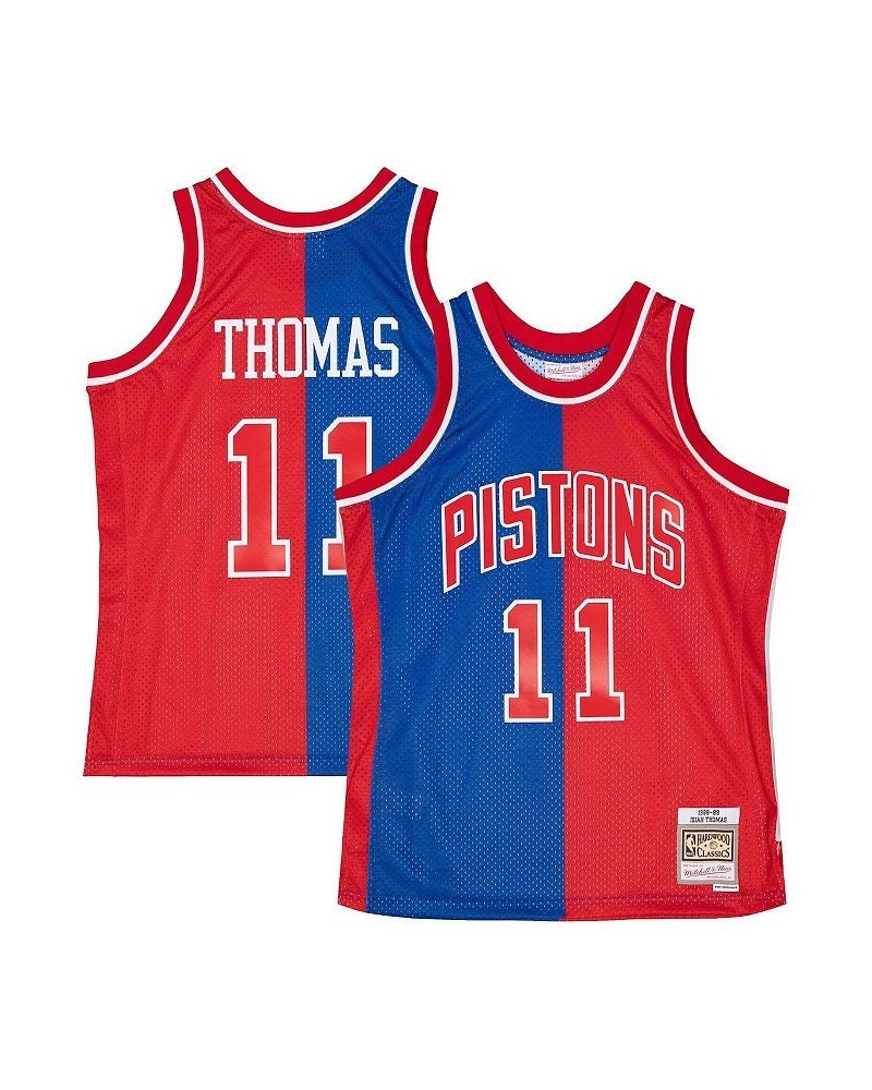 Men's Isiah Thomas Blue, Red Detroit Pistons Hardwood Classics 1988-89 Split Swingman Jersey $46.40 Jersey