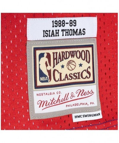 Men's Isiah Thomas Blue, Red Detroit Pistons Hardwood Classics 1988-89 Split Swingman Jersey $46.40 Jersey