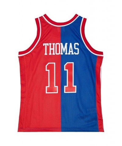 Men's Isiah Thomas Blue, Red Detroit Pistons Hardwood Classics 1988-89 Split Swingman Jersey $46.40 Jersey