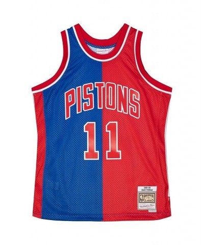 Men's Isiah Thomas Blue, Red Detroit Pistons Hardwood Classics 1988-89 Split Swingman Jersey $46.40 Jersey