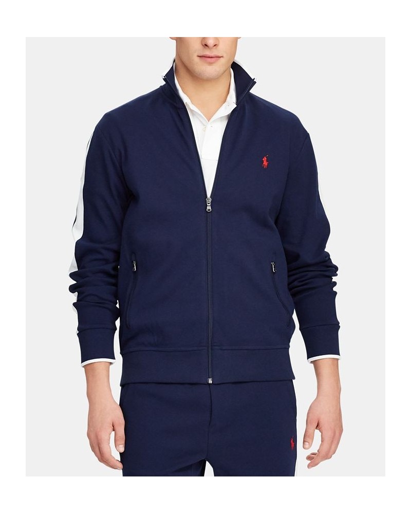 Men's Soft Cotton Track Jacket Blue $40.50 Sweatshirt