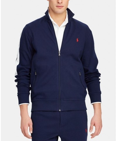 Men's Soft Cotton Track Jacket Blue $40.50 Sweatshirt