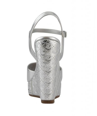 Women's Harlowe Wedge Sandals Silver $33.00 Shoes