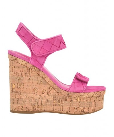 Women's Cataline Cork Platform Wedge Sandal with Straps Pink $61.92 Shoes