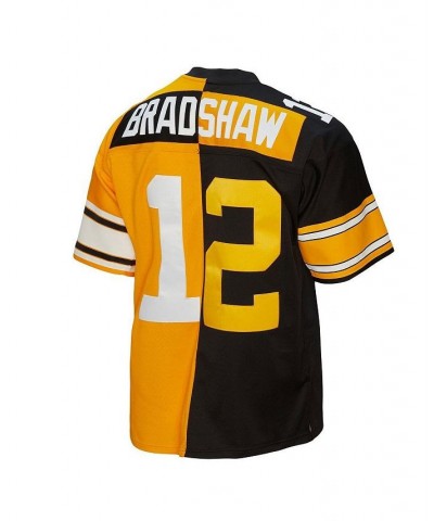 Men's Terry Bradshaw Black and Gold Pittsburgh Steelers 1976 Split Legacy Replica Jersey $81.40 Jersey