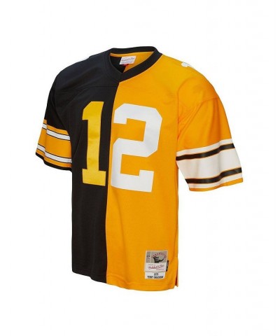 Men's Terry Bradshaw Black and Gold Pittsburgh Steelers 1976 Split Legacy Replica Jersey $81.40 Jersey