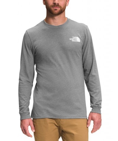 Men's Never Stop Exploring Box Logo Graphic Long-Sleeve T-Shirt Gray $24.75 T-Shirts