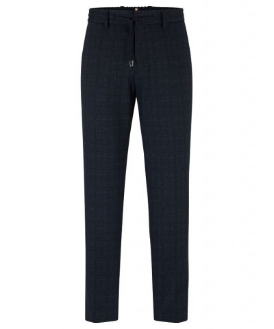 BOSS Men's Slim-Fit Checked Stretch Cloth Trousers Blue $85.28 Pants