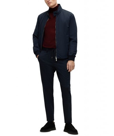 BOSS Men's Slim-Fit Checked Stretch Cloth Trousers Blue $85.28 Pants