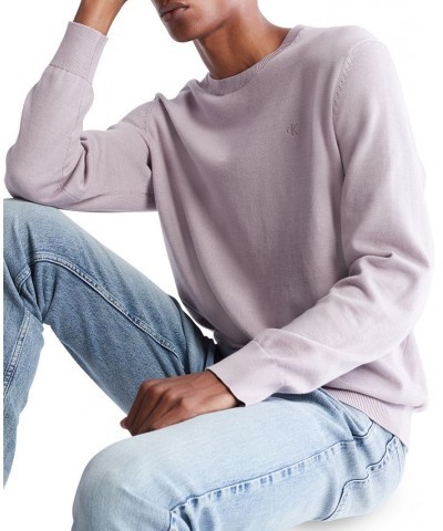 Men's Solid Supima Cotton Crewneck Sweater Purple $29.40 Sweaters