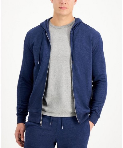 Men's INC Fortune Full Zip Hoodie Blue $23.96 Sweatshirt