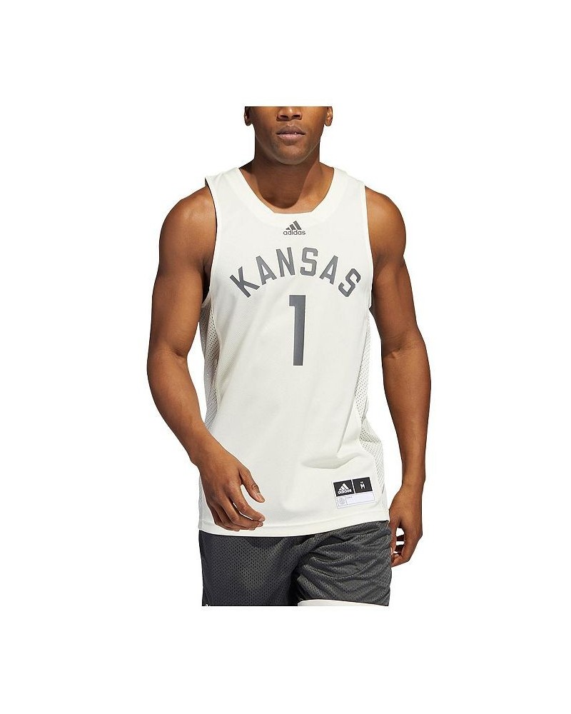 Men's 1 Cream Kansas Jayhawks Reverse Retro Jersey $50.00 Jersey