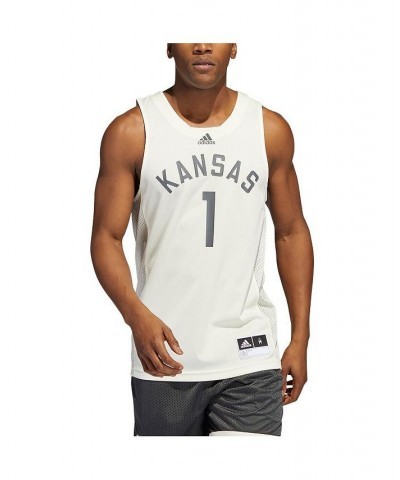 Men's 1 Cream Kansas Jayhawks Reverse Retro Jersey $50.00 Jersey