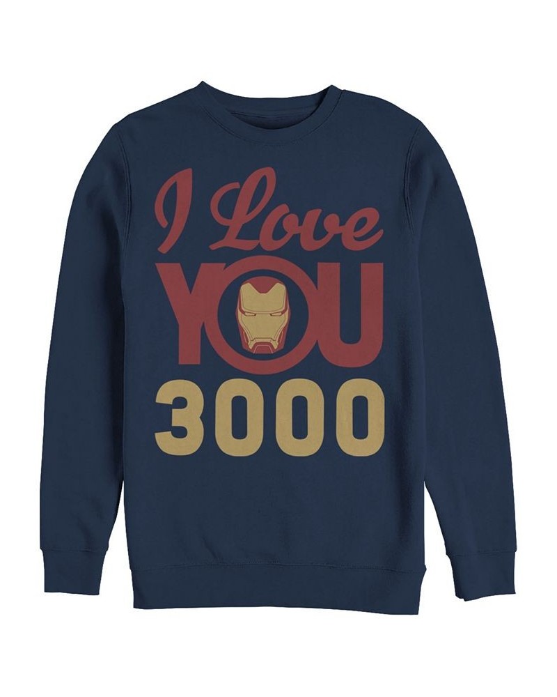 Marvel Men's Avengers Endgame Iron Man Face I Love You 3000, Crewneck Fleece Blue $28.59 Sweatshirt