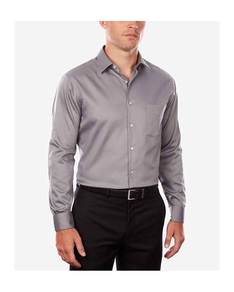 Men's Classic/Regular Fit Stretch Wrinkle Free Sateen Dress Shirt Gray $20.65 Dress Shirts