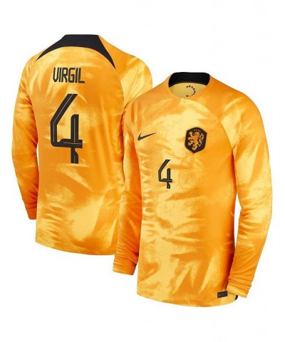 Men's Virgil Van Dijk Orange Netherlands National Team 2022/23 Home Breathe Stadium Replica Player Long Sleeve Jersey $49.60 ...