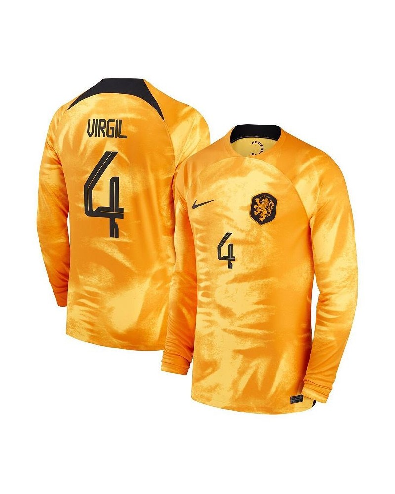 Men's Virgil Van Dijk Orange Netherlands National Team 2022/23 Home Breathe Stadium Replica Player Long Sleeve Jersey $49.60 ...