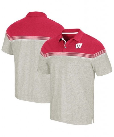 Men's Oatmeal, Red Wisconsin Badgers Hill Valley Polo Shirt $21.99 Polo Shirts