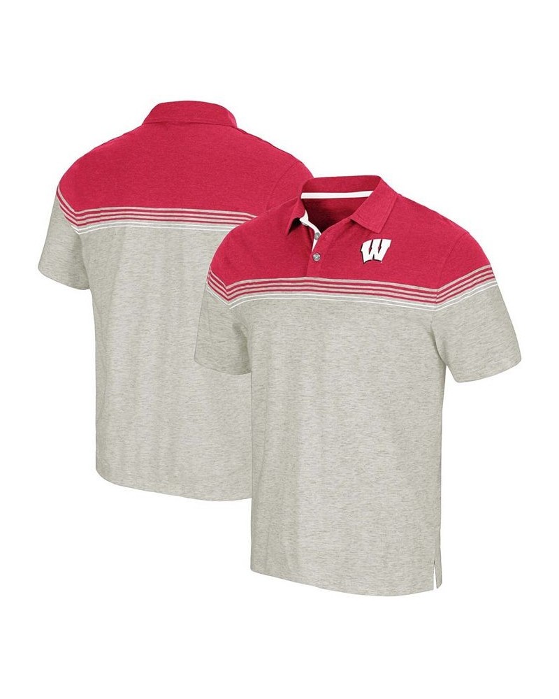 Men's Oatmeal, Red Wisconsin Badgers Hill Valley Polo Shirt $21.99 Polo Shirts