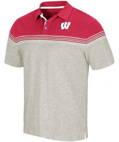 Men's Oatmeal, Red Wisconsin Badgers Hill Valley Polo Shirt $21.99 Polo Shirts