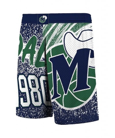 Men's Navy Dallas Mavericks Hardwood Classics Jumbotron Sublimated Shorts $33.47 Shorts