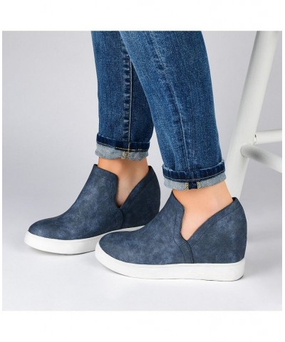 Women's Cardi Wedge Sneakers Gray $49.39 Shoes