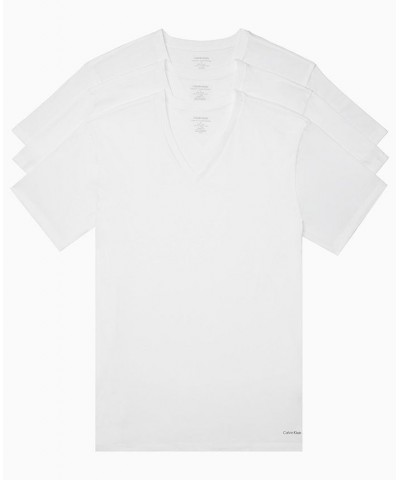 Men's Tall Cotton Classics SS V Neck 3 Pack White $19.35 Undershirt