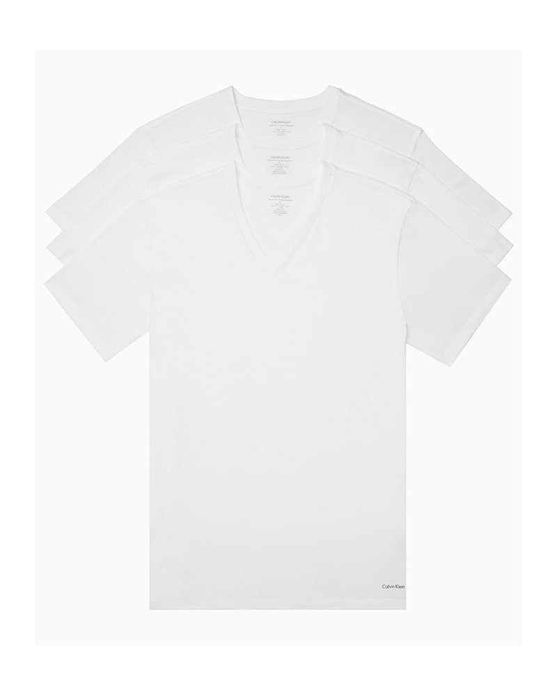 Men's Tall Cotton Classics SS V Neck 3 Pack White $19.35 Undershirt