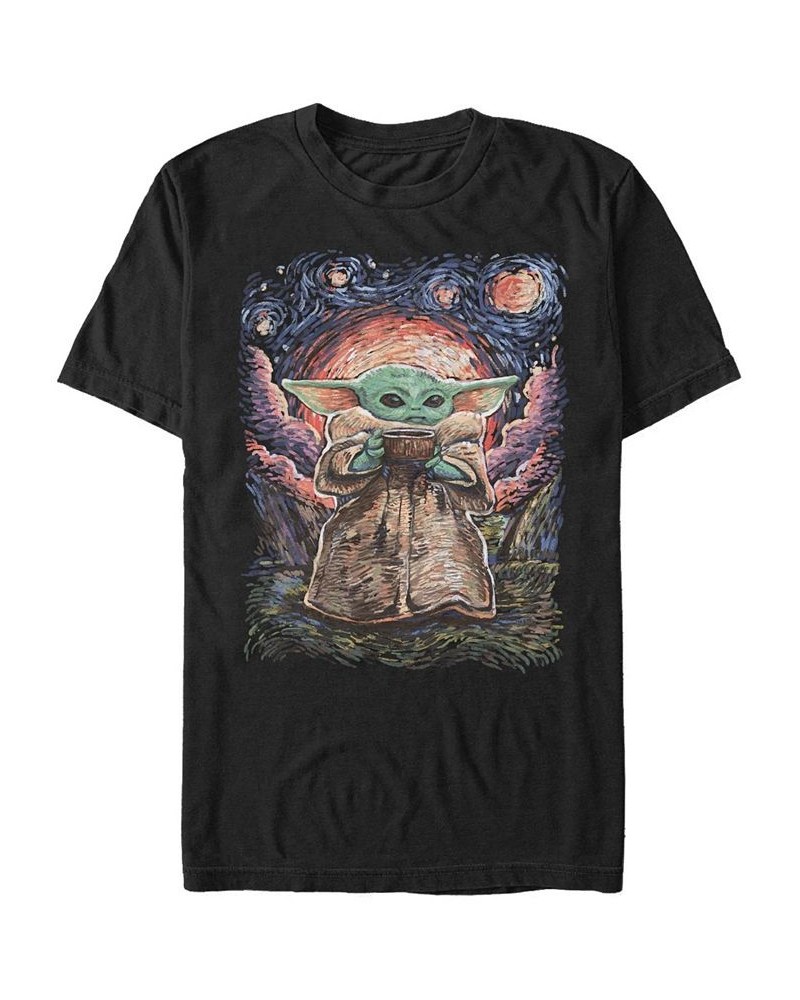 Men's Star Wars Mandalorian Sipping Starries Short Sleeve T-shirt Black $18.54 T-Shirts