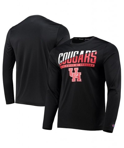 Men's Black Houston Cougars Wordmark Slash Long Sleeve T-shirt $22.50 T-Shirts