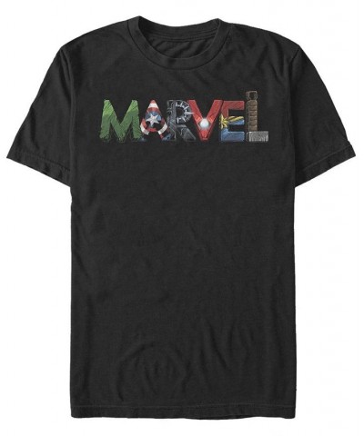 Men's Marvel Fan Letters Short Sleeve Crew T-shirt Black $14.00 T-Shirts