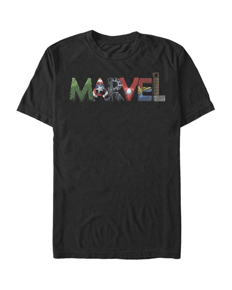 Men's Marvel Fan Letters Short Sleeve Crew T-shirt Black $14.00 T-Shirts